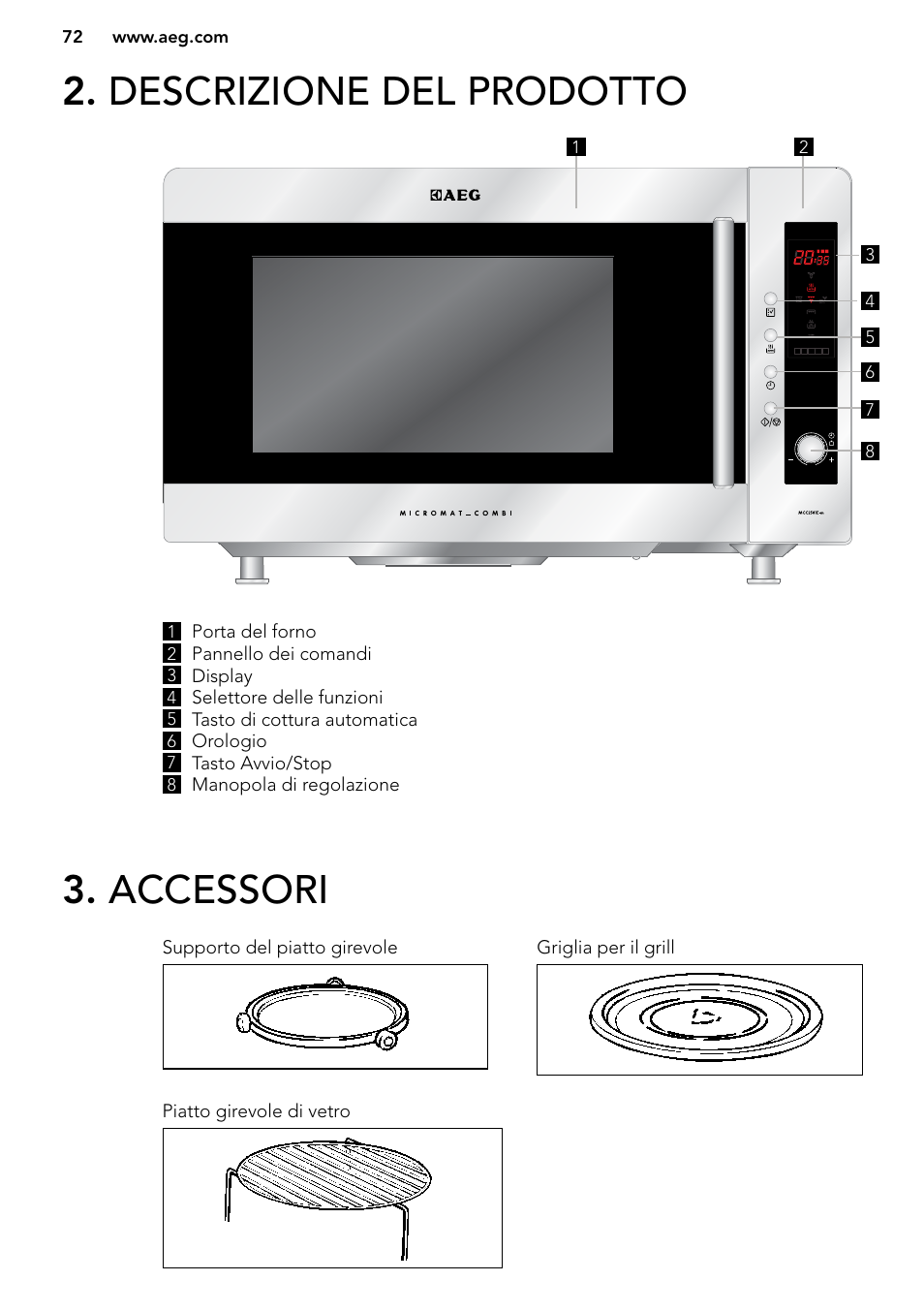 Accessori 2. descrizione del prodotto, Accessories | AEG MC2664E-M User Manual | Page 72 / 200