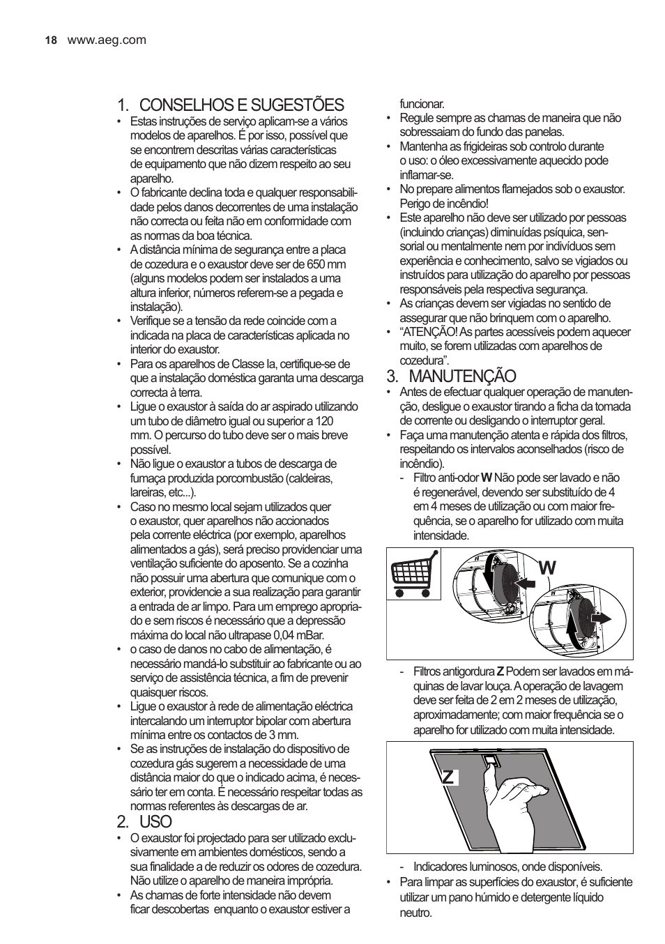 Conselhos e sugestões, Manutenção | AEG X59143MD0 User Manual | Page 18 / 96
