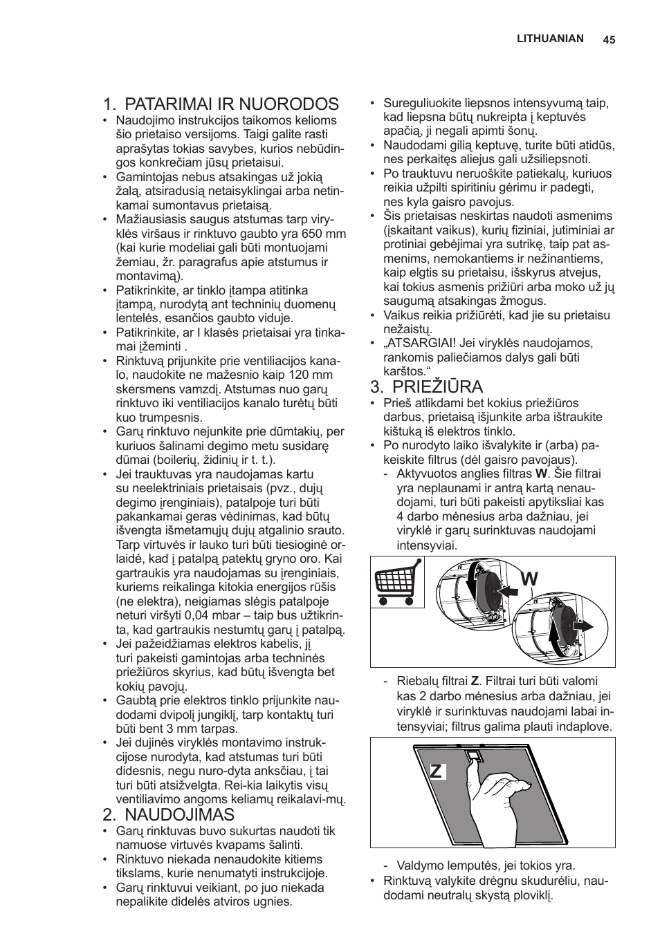 Patarimai ir nuorodos, Naudojimas, Priežiūra | AEG X59143MD0 User Manual | Page 45 / 96