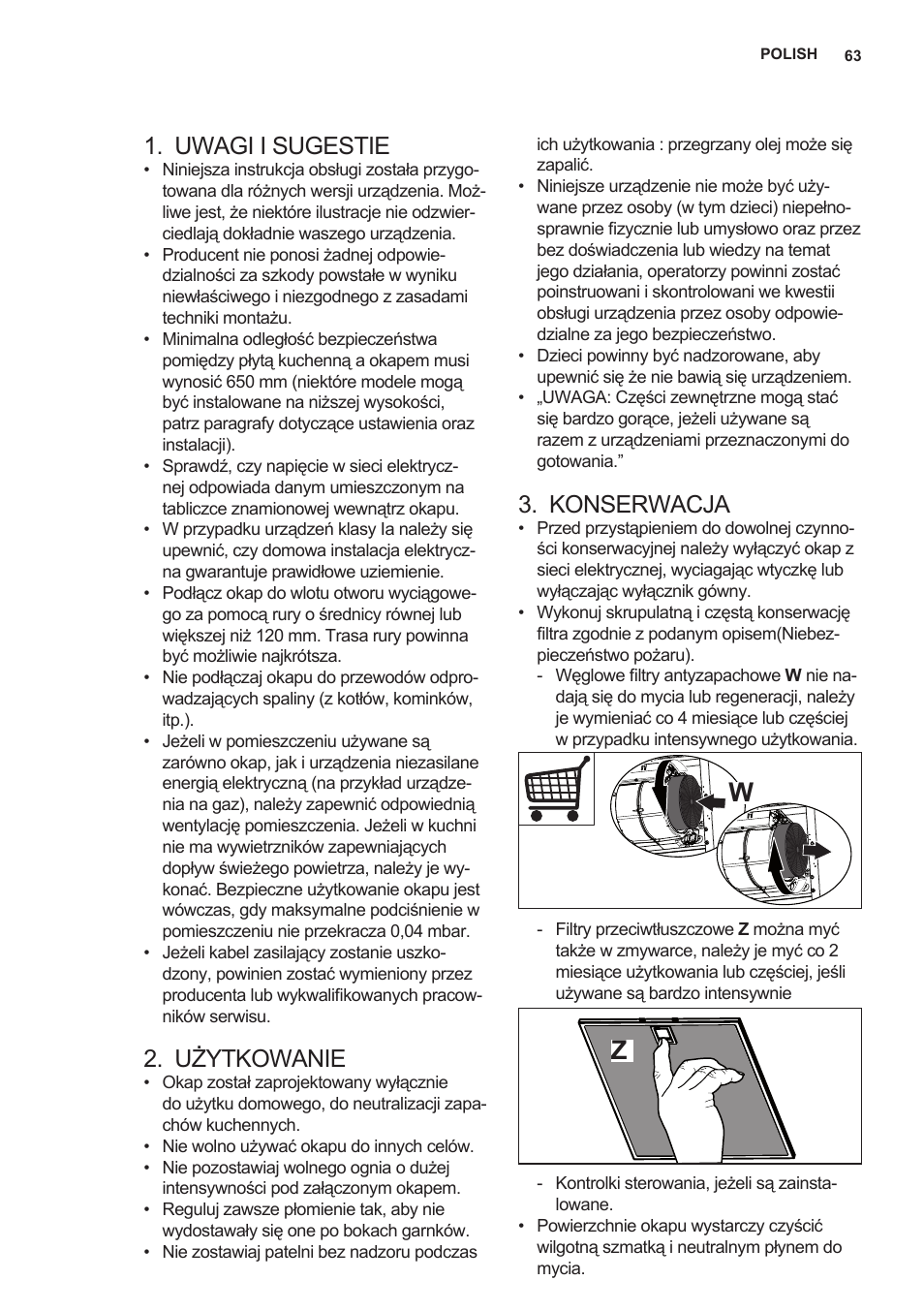 Uwagi i sugestie, Użytkowanie, Konserwacja | AEG X59143MD0 User Manual | Page 63 / 96