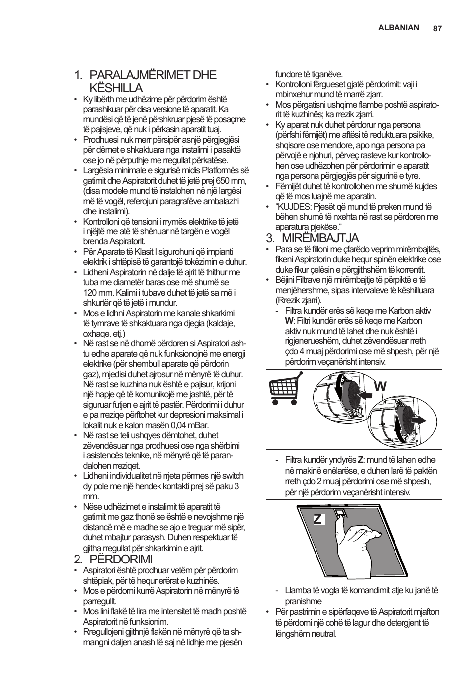 Paralajmërimet dhe këshilla, Përdorimi, Mirëmbajtja | AEG X59143MD0 User Manual | Page 87 / 96