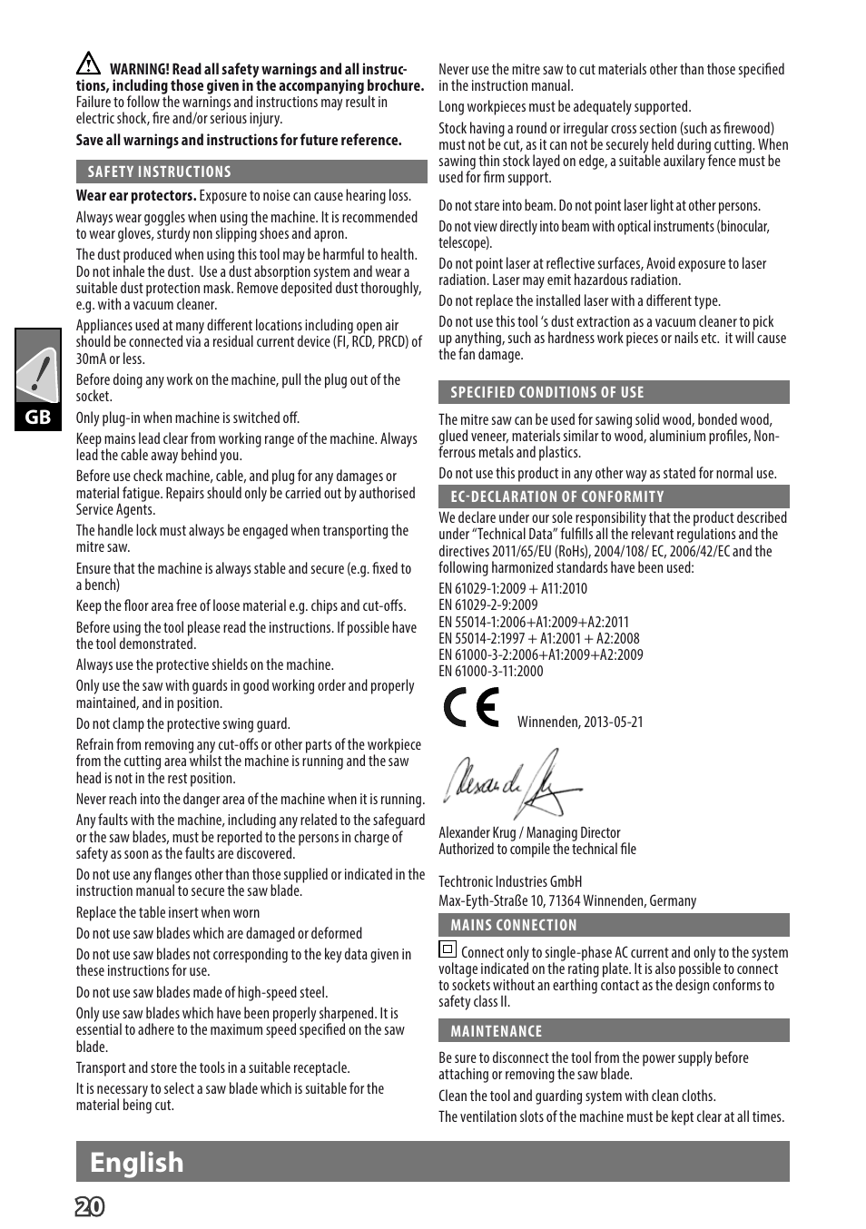 Deutsch, English | AEG PS 254 User Manual | Page 24 / 104