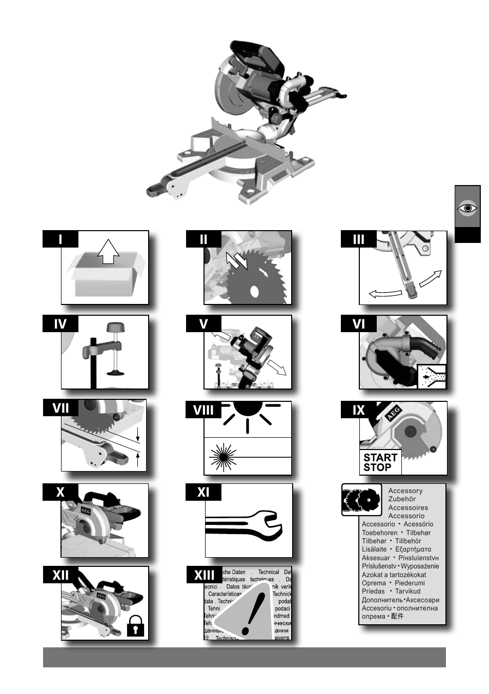 Xiii iv vi ii i x ix vii viii iii v xii xi | AEG PS 254 User Manual | Page 4 / 104