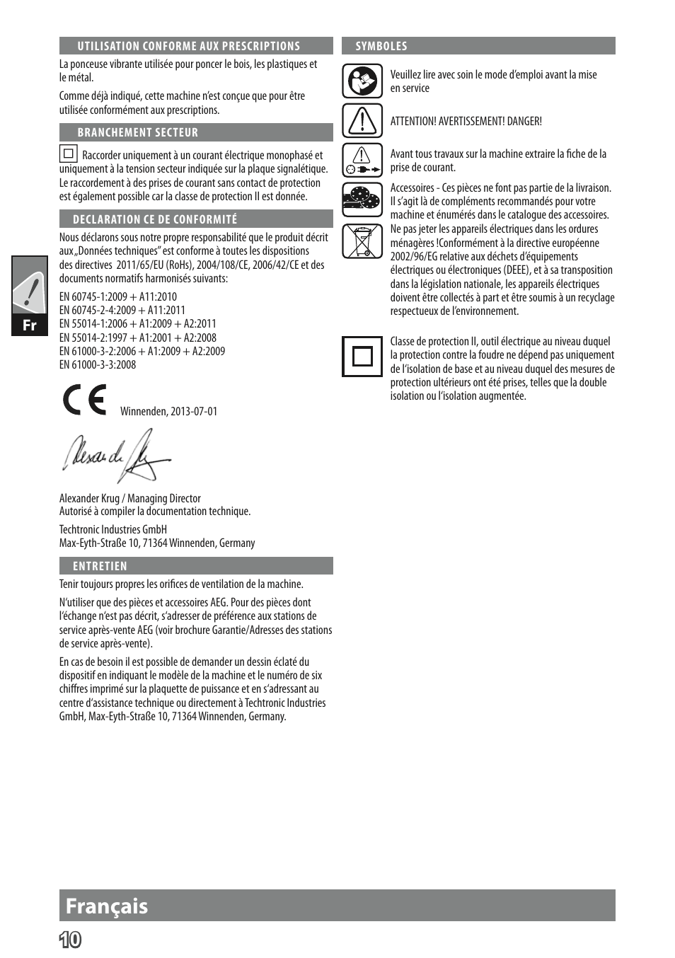 Français | AEG FS 280 User Manual | Page 13 / 62