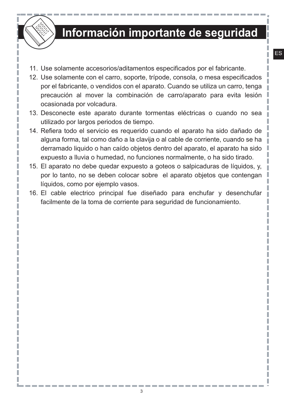 Información importante de seguridad, Advertencia | Apex Digital DT150 User Manual | Page 28 / 48