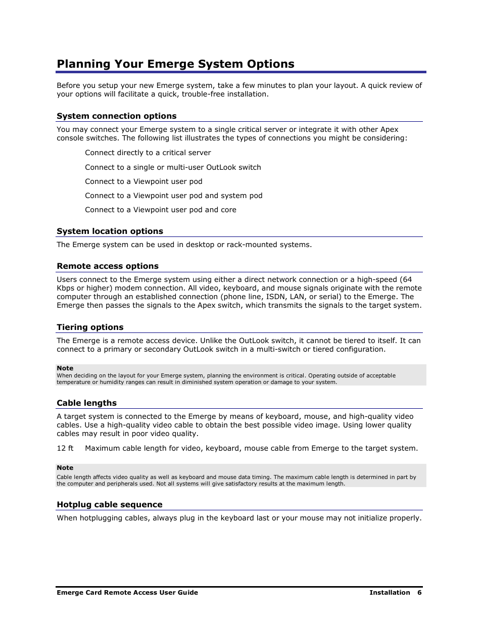 Planning your emerge system options | Apex Digital Apex EmergeCard Remote Access User Manual | Page 10 / 52