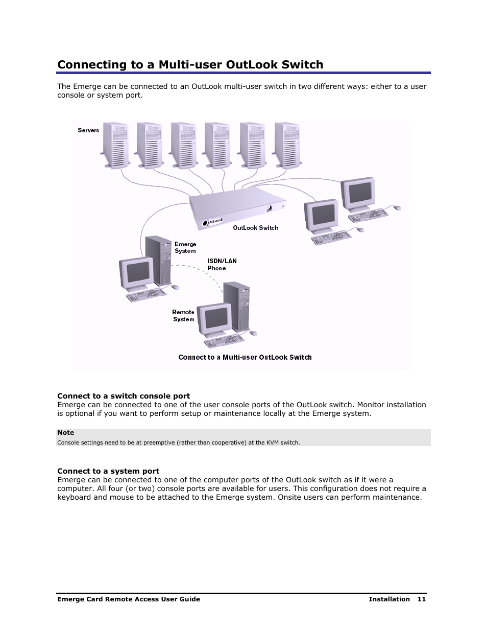 Connecting to a multi-user outlook switch | Apex Digital Apex EmergeCard Remote Access User Manual | Page 15 / 52