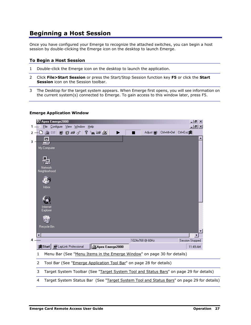 Beginning a host session | Apex Digital Apex EmergeCard Remote Access User Manual | Page 31 / 52