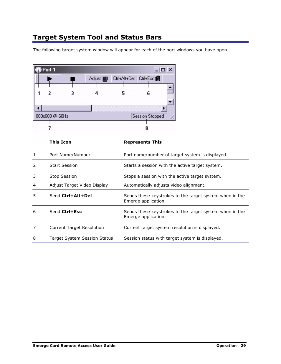 Target system tool and status bars | Apex Digital Apex EmergeCard Remote Access User Manual | Page 33 / 52