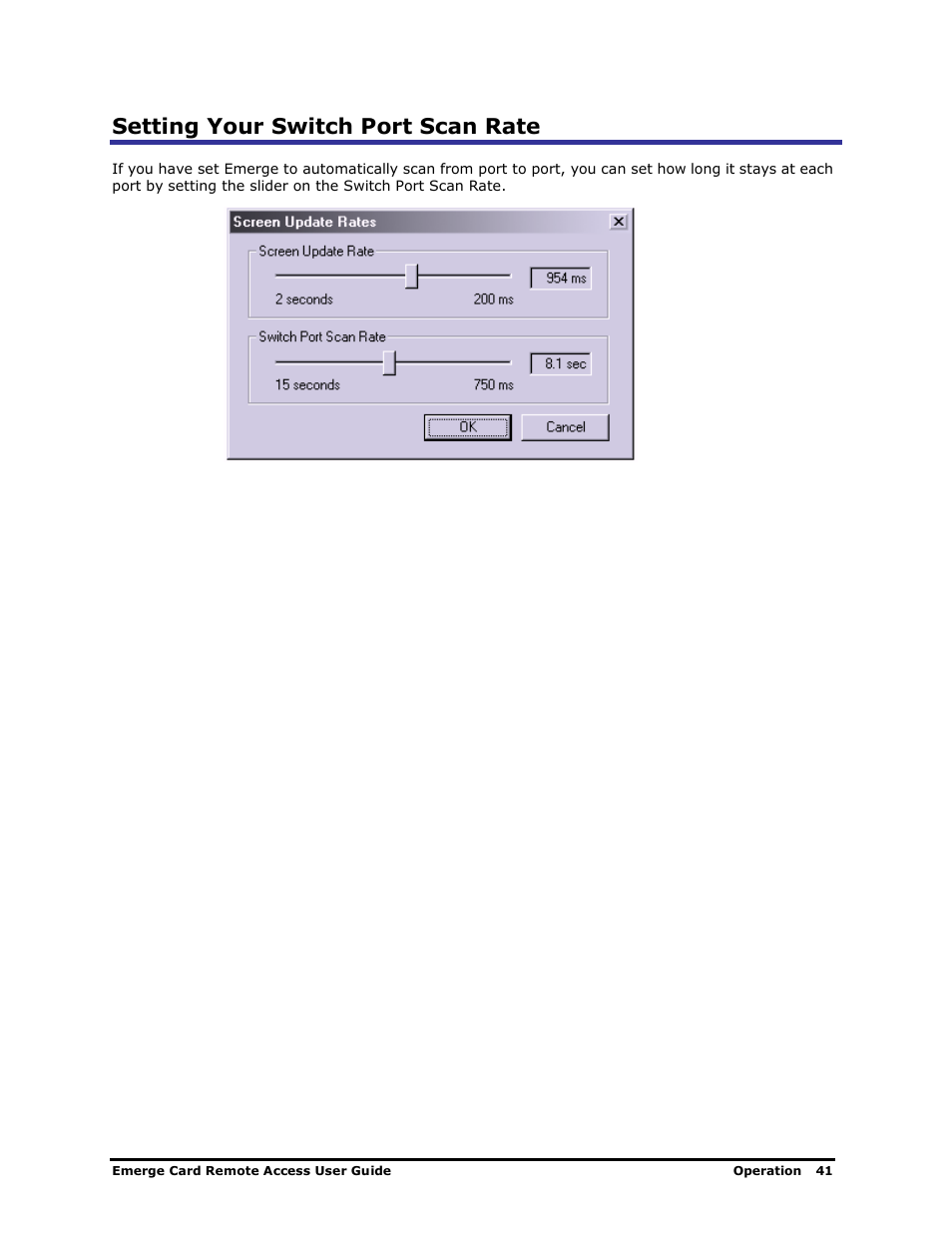 Setting your switch port scan rate | Apex Digital Apex EmergeCard Remote Access User Manual | Page 45 / 52