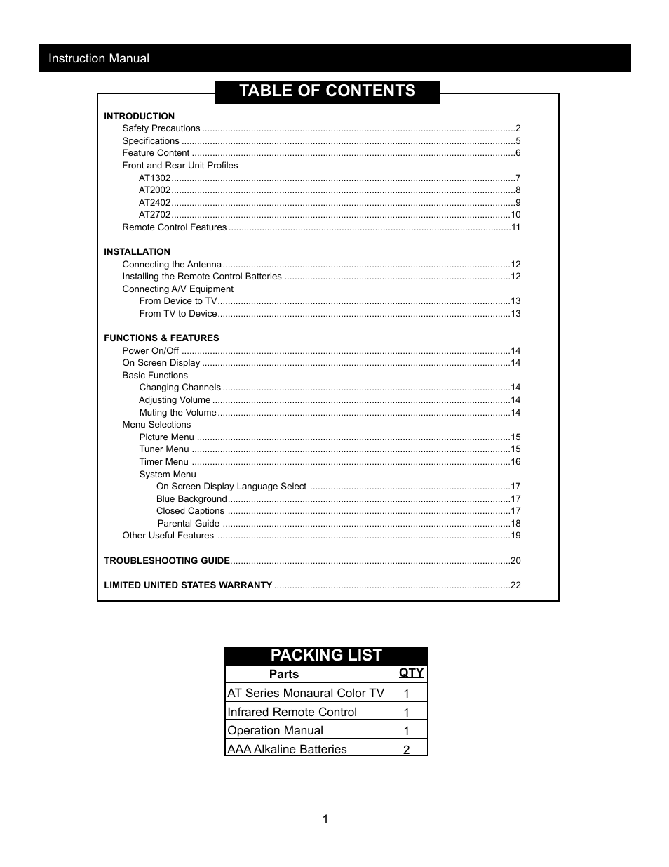 Apex Digital AT2702 User Manual | Page 3 / 23