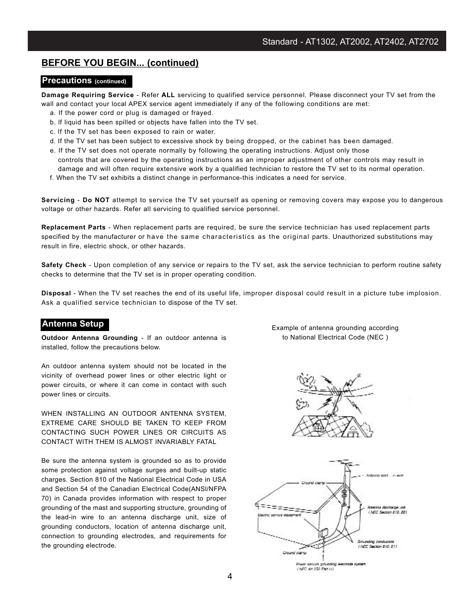 Before you begin... (continued) | Apex Digital AT2702 User Manual | Page 6 / 23