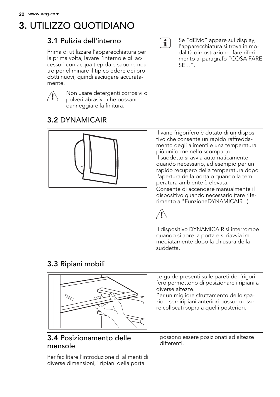 Utilizzo quotidiano | AEG AGS58200F0 User Manual | Page 22 / 48