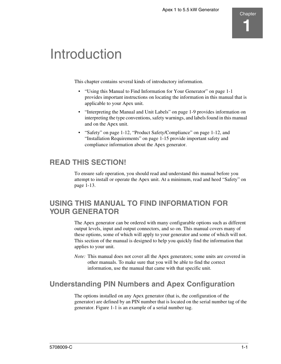 Introduction, Read this section, Understanding pin numbers and apex configuration | Chapter 1. introduction | Apex Digital 5708009-C User Manual | Page 13 / 160