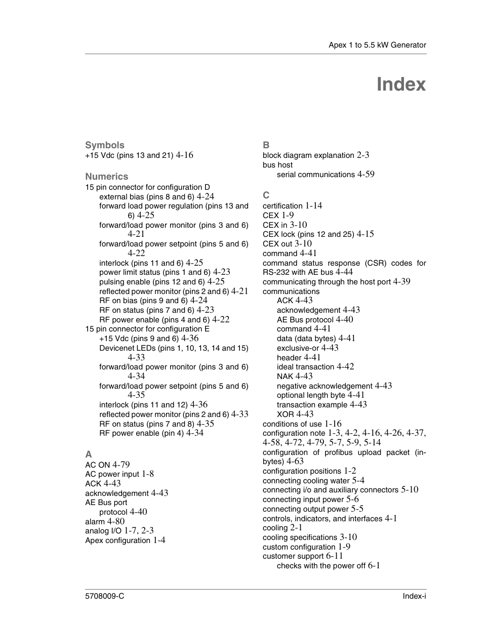 Index, Symbols, Numerics | Apex Digital 5708009-C User Manual | Page 157 / 160