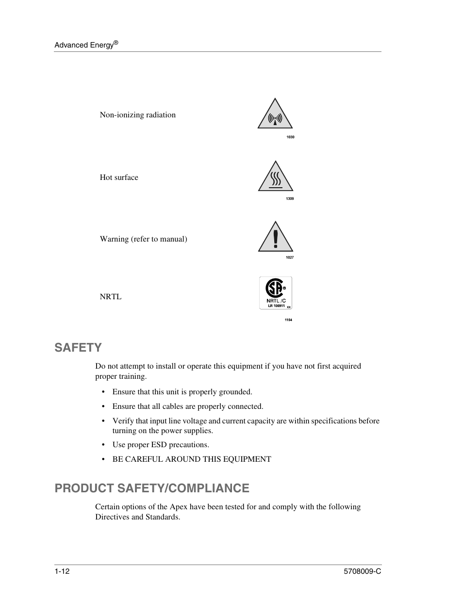 Safety, Product safety/compliance, Safety -12 product safety/compliance -12 | Apex Digital 5708009-C User Manual | Page 24 / 160