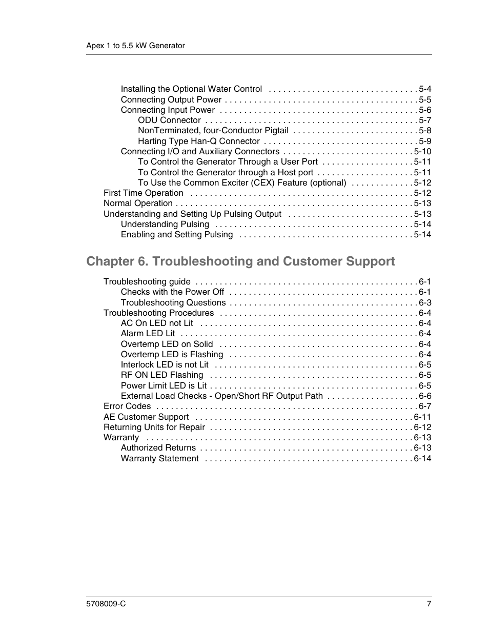 Chapter 6. troubleshooting and customer support | Apex Digital 5708009-C User Manual | Page 7 / 160