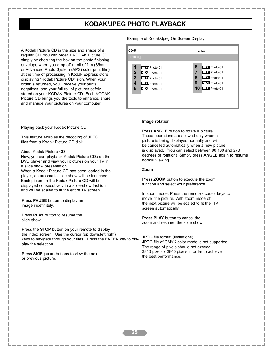 Kodak/jpeg photo playback | Apex Digital HT-175 User Manual | Page 26 / 34