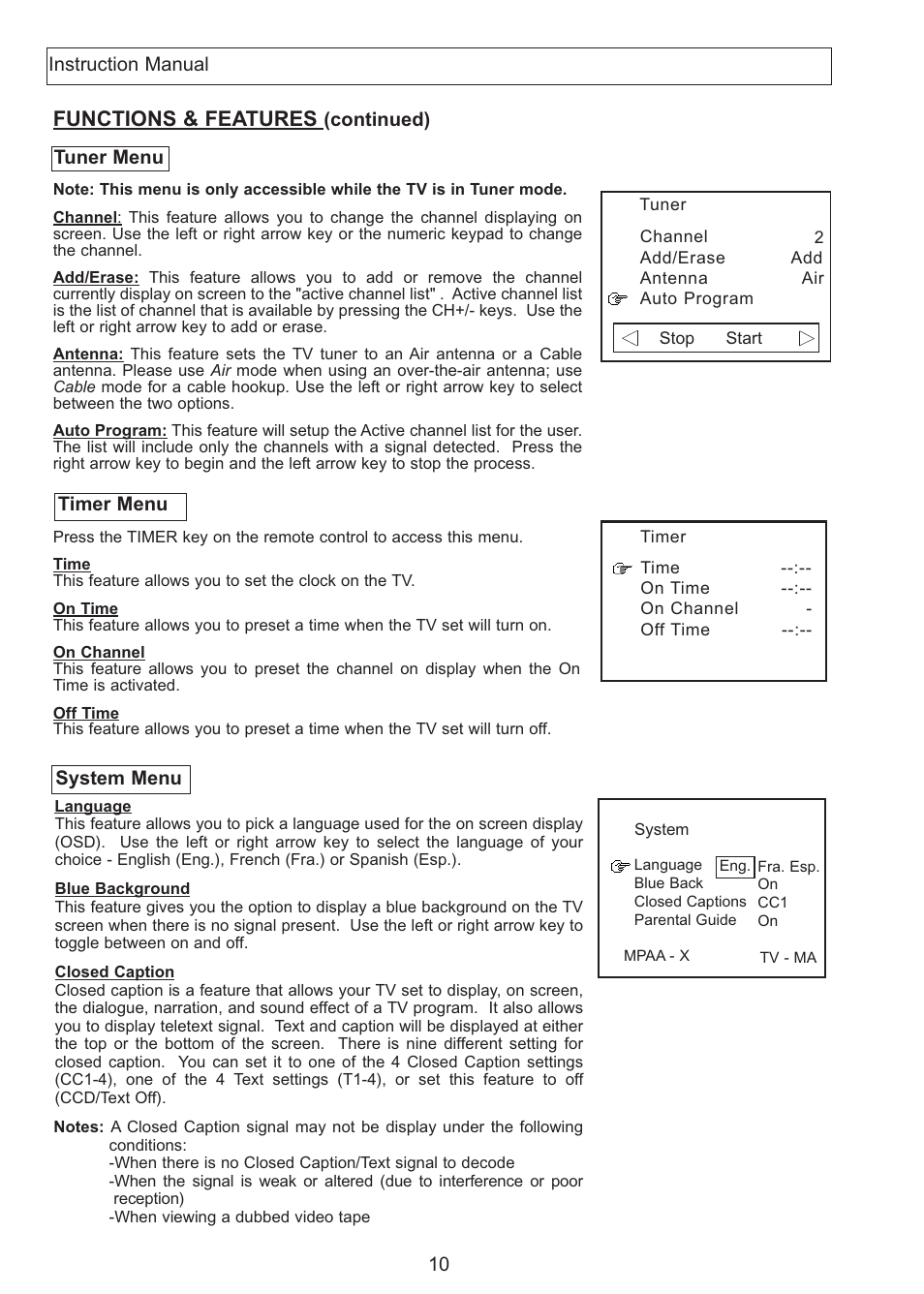 Functions & features | Apex Digital AT2708S User Manual | Page 11 / 16