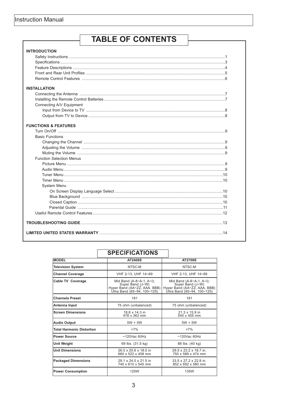 Apex Digital AT2708S User Manual | Page 4 / 16