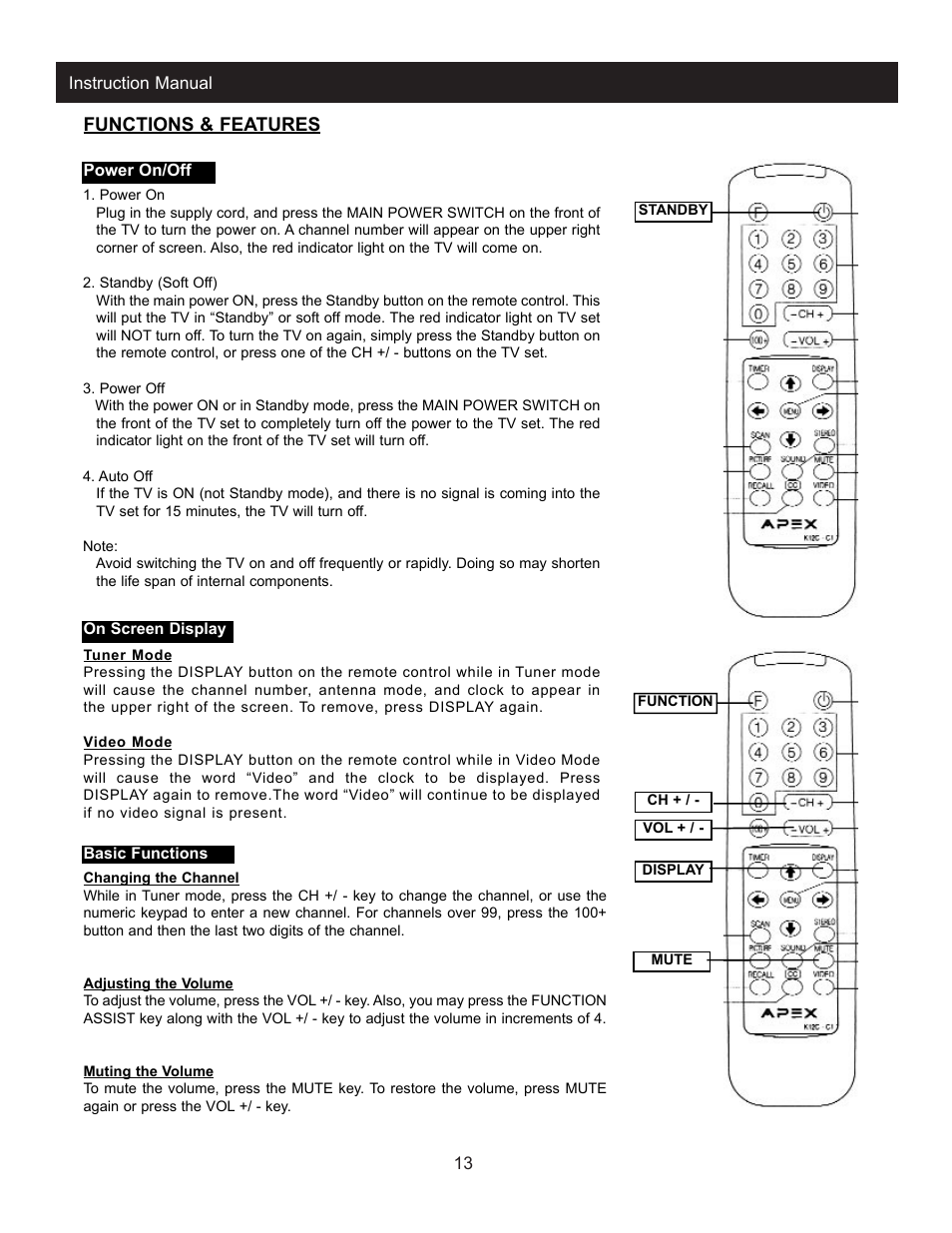 Functions & features | Apex Digital AT2002S User Manual | Page 15 / 21