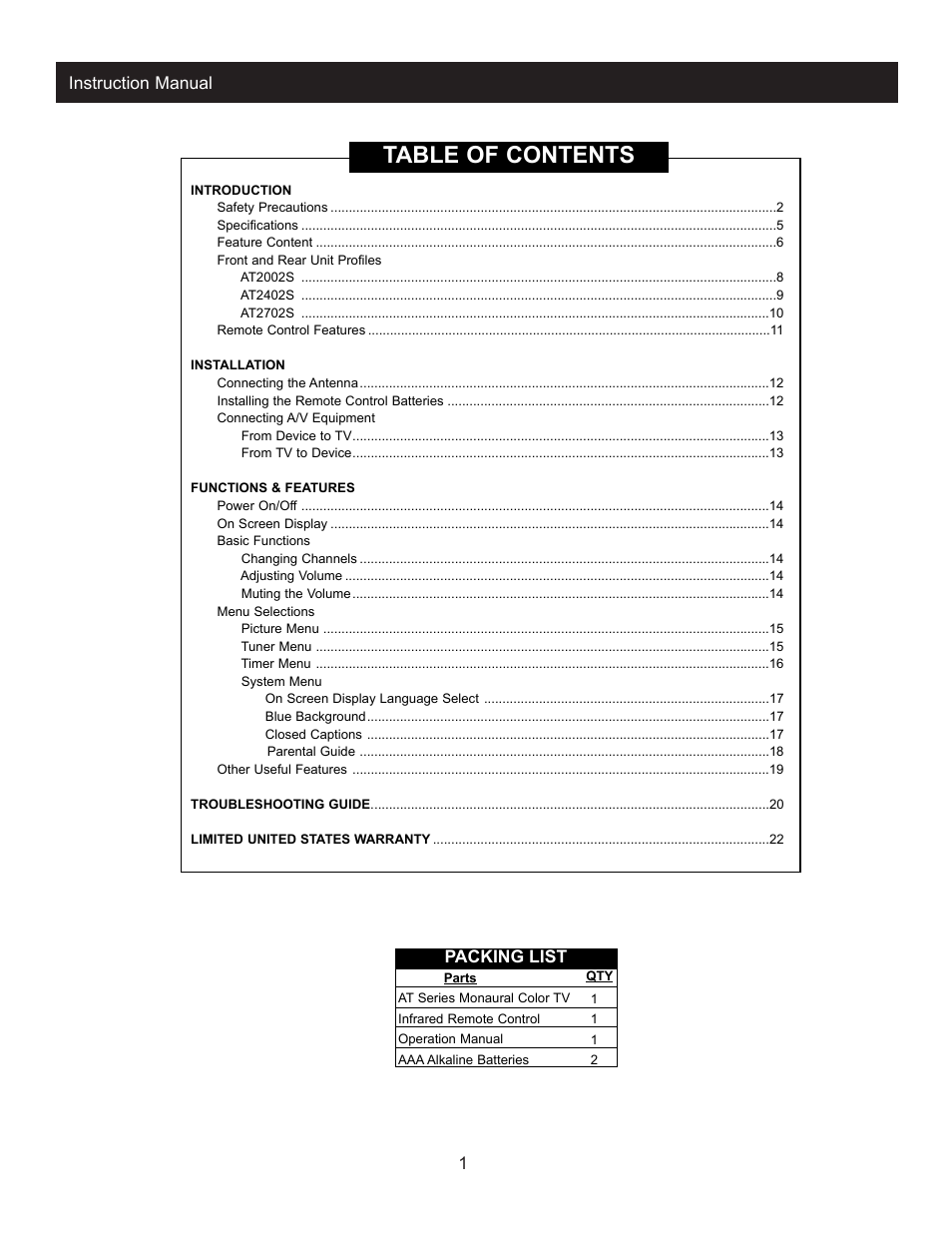 Apex Digital AT2002S User Manual | Page 3 / 21