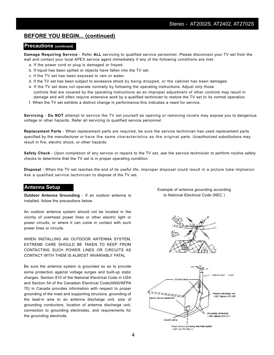 Before you begin... (continued) | Apex Digital AT2002S User Manual | Page 6 / 21