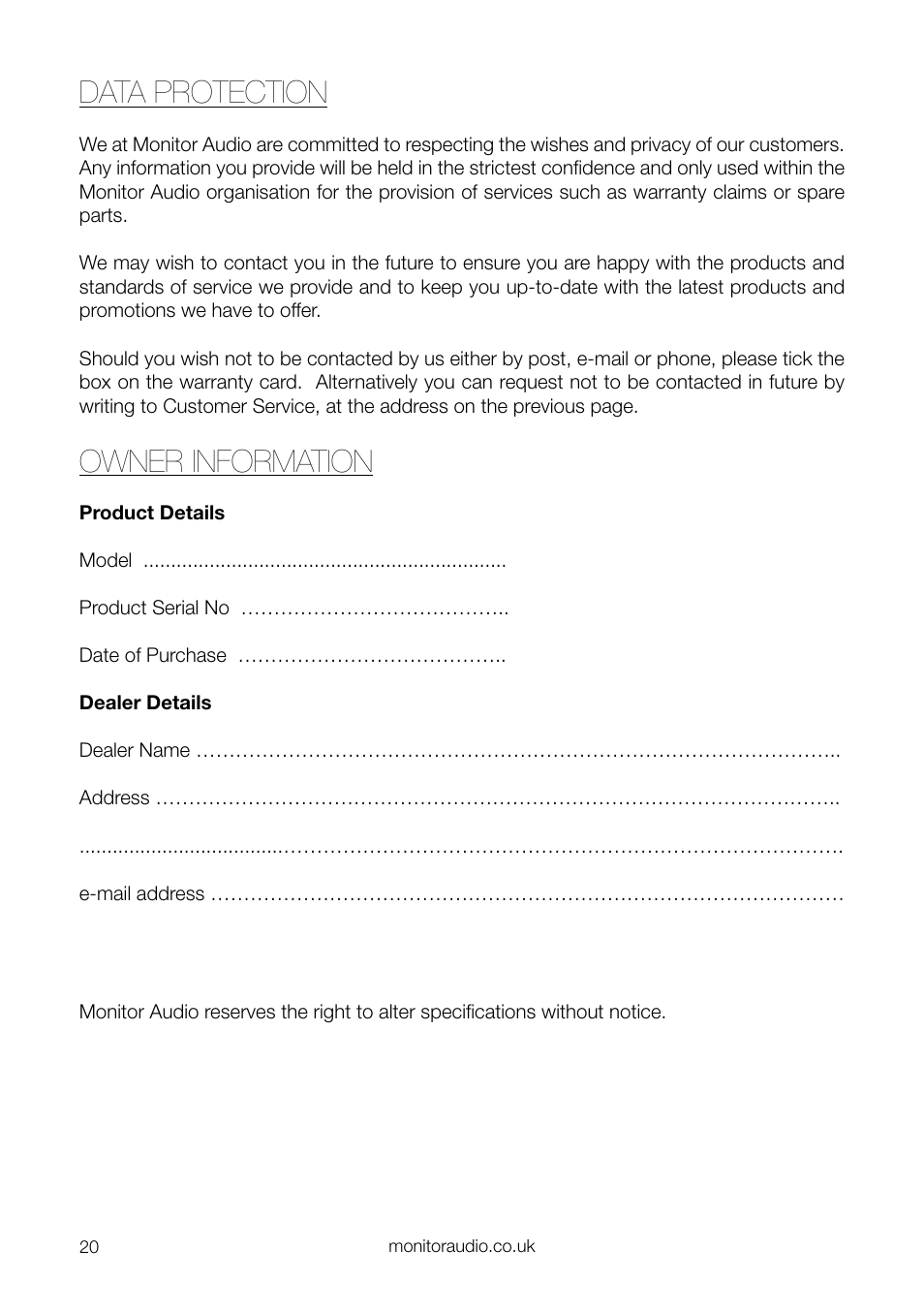 Data protection, Owner information | Apex Digital 10 User Manual | Page 22 / 24