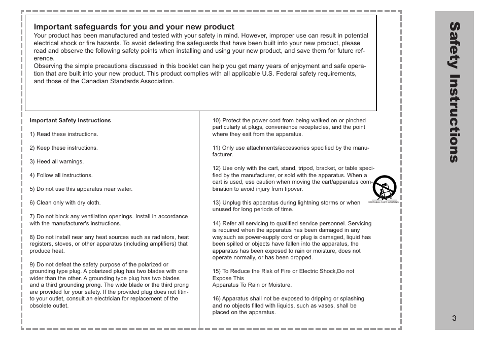 Sa fe ty in st ru ct io ns | Apex Digital AVL 2778 User Manual | Page 3 / 26