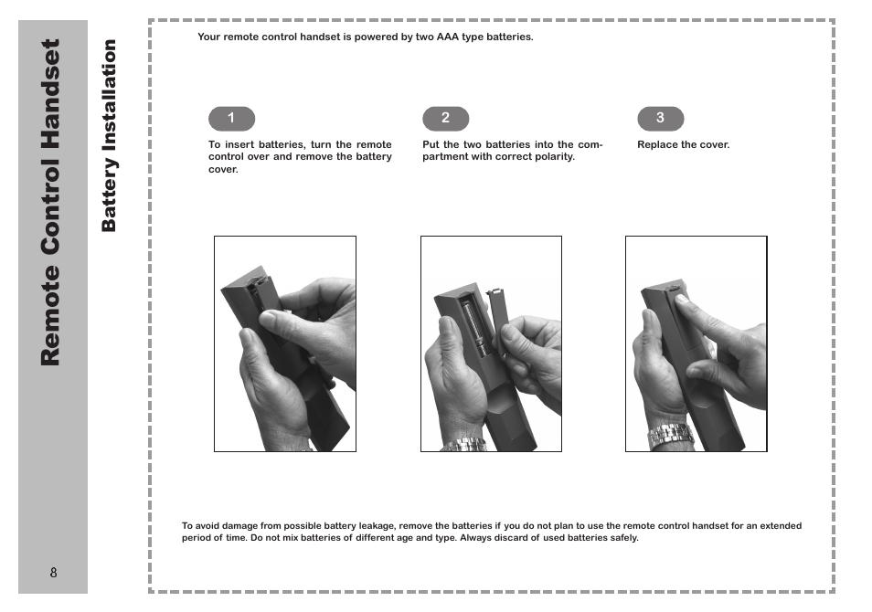 Rem ot e c on tr ol h an ds et | Apex Digital AVL 2778 User Manual | Page 8 / 26