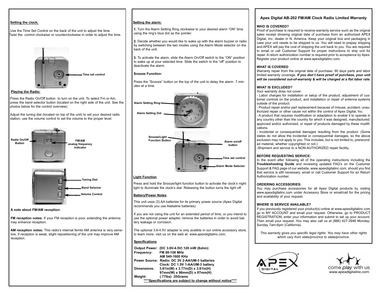 Apex Digital AB-202 User Manual | Page 2 / 2
