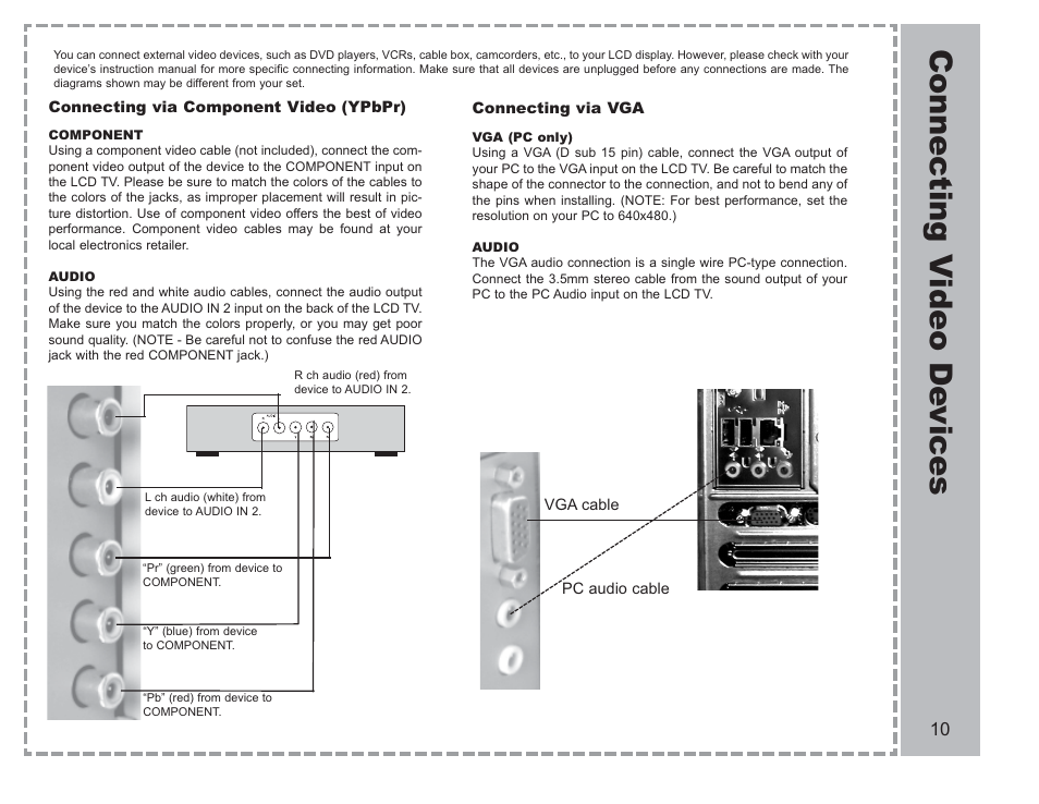 Connecting v ideo de vices | Apex Digital AVL-2076 User Manual | Page 11 / 21