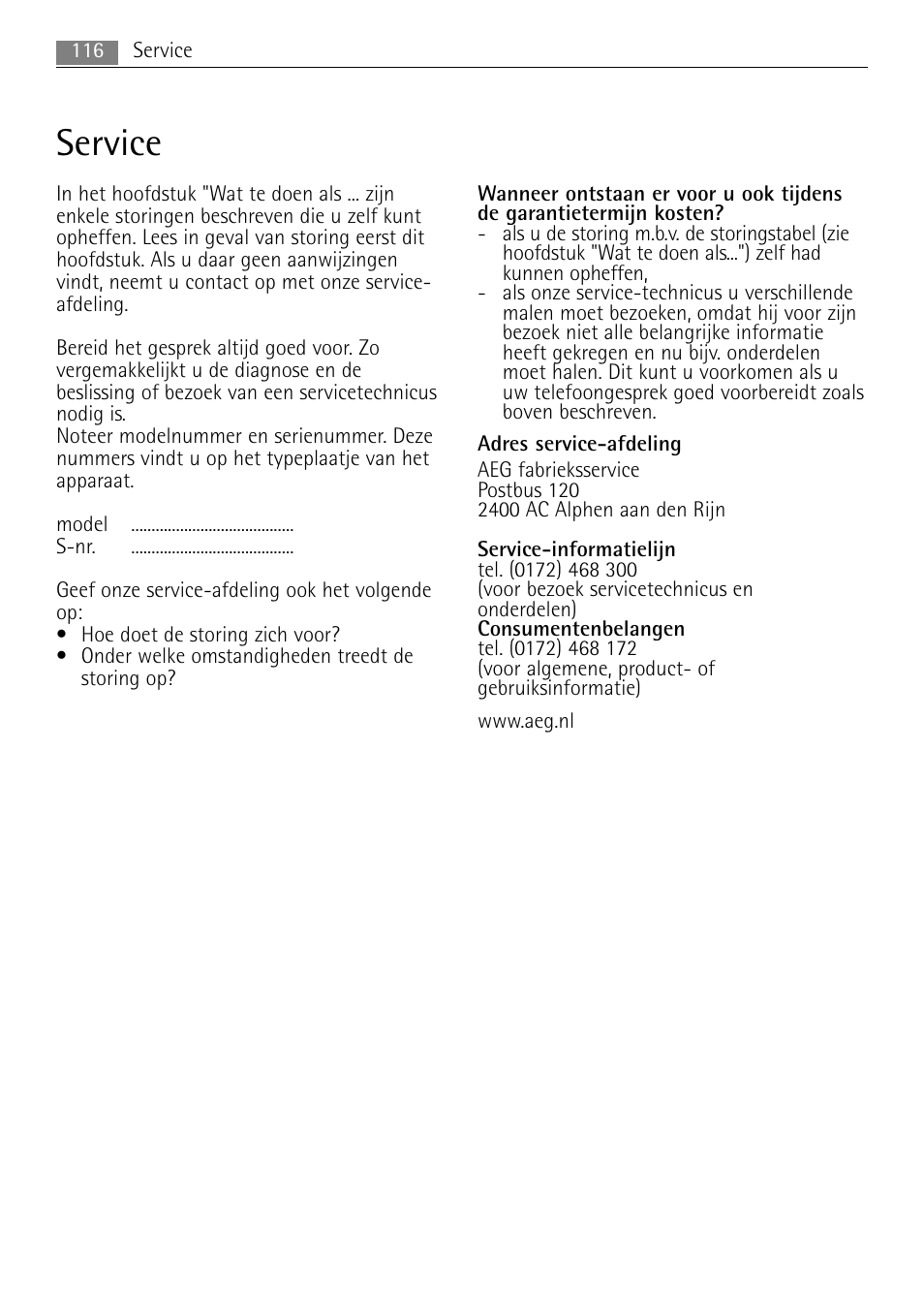 Service | AEG MC2665E-M User Manual | Page 116 / 228