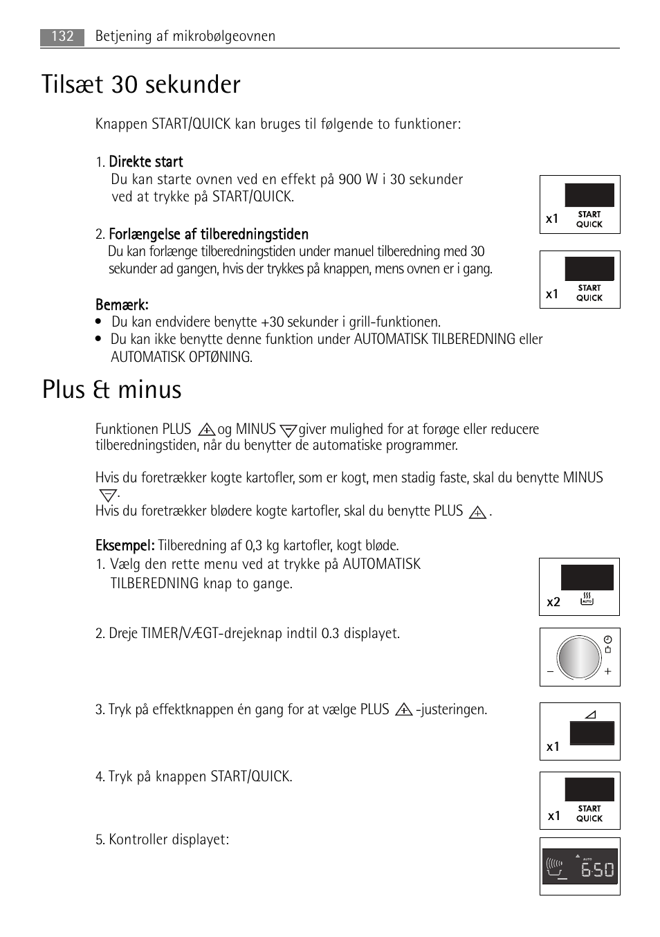 Tilsæt 30 sekunder, Plus & minus | AEG MC2665E-M User Manual | Page 132 / 228