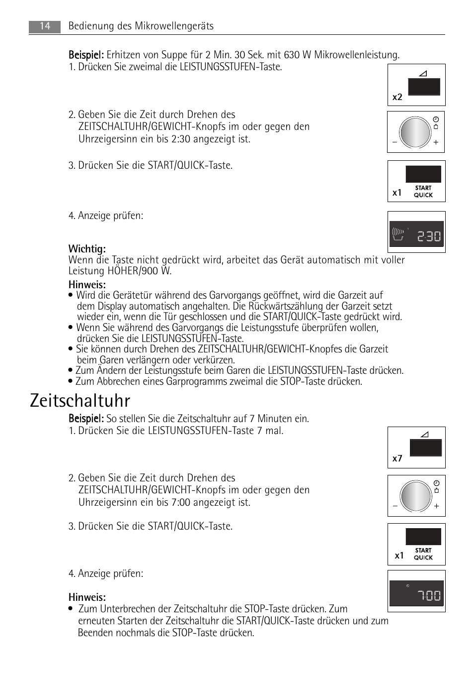 Zeitschaltuhr, X2 x7 x1 | AEG MC2665E-M User Manual | Page 14 / 228