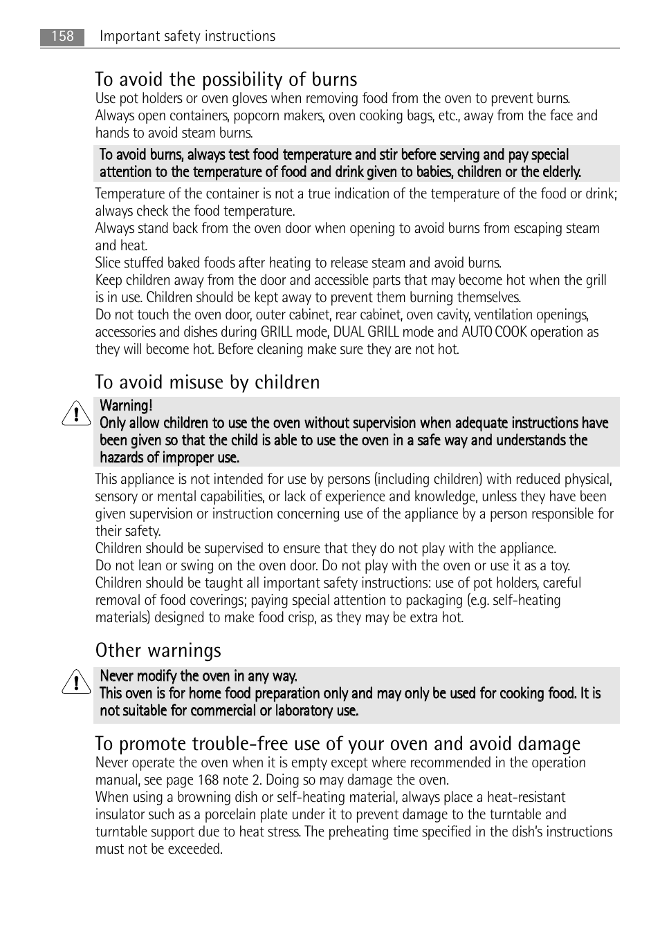 Other warnings | AEG MC2665E-M User Manual | Page 158 / 228