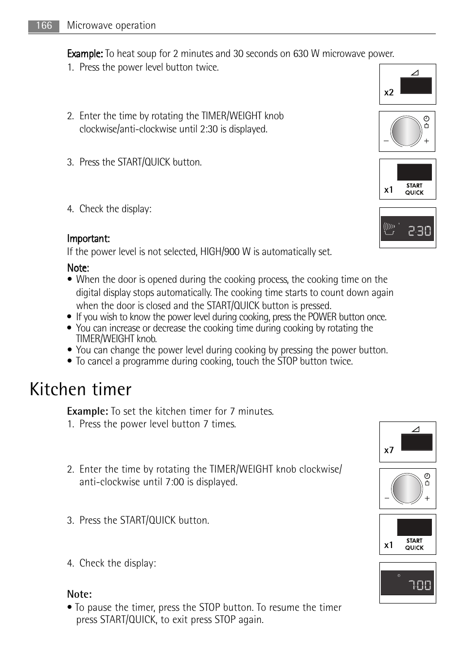 Kitchen timer, X2 x1, X7 x1 | AEG MC2665E-M User Manual | Page 166 / 228