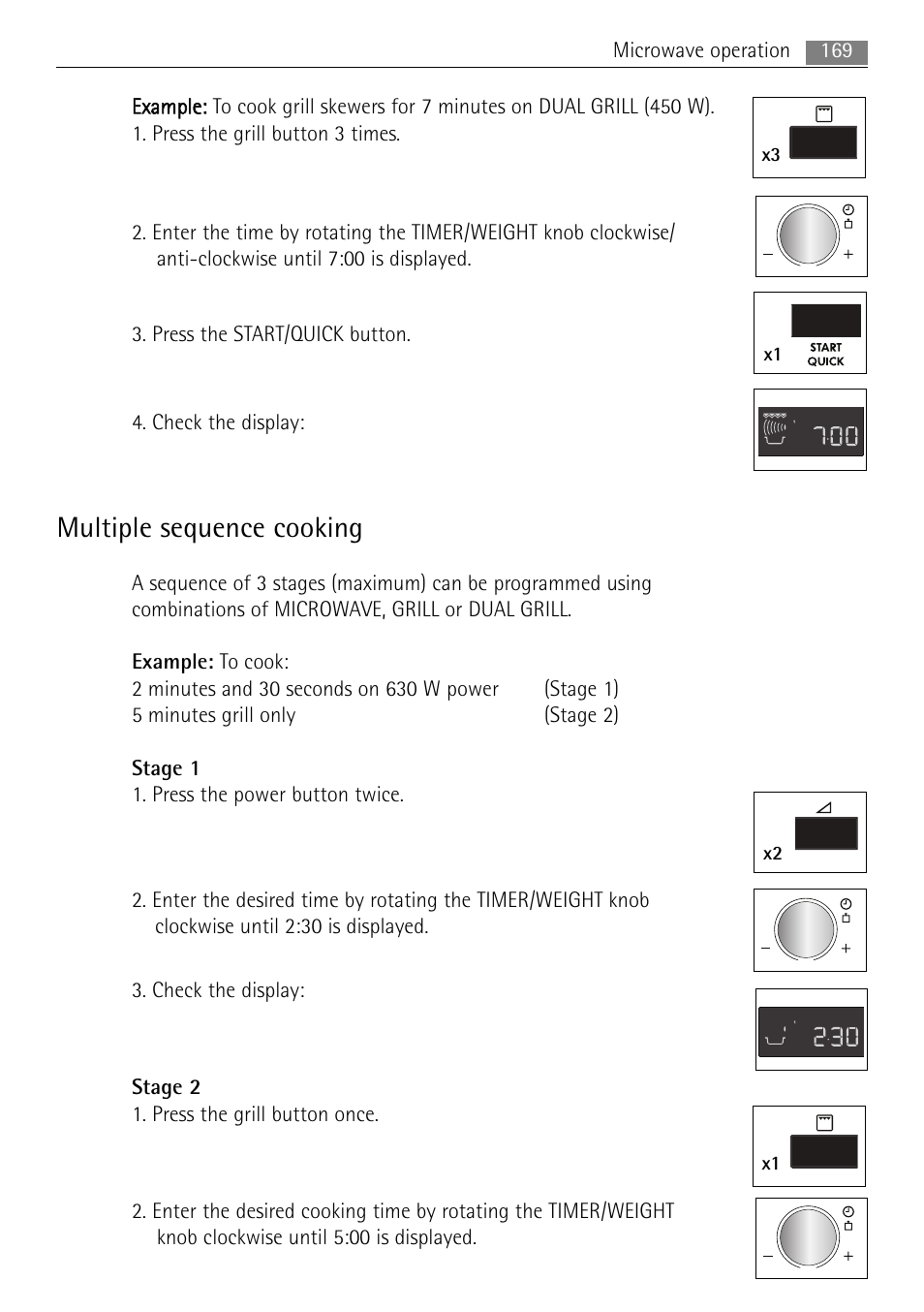 Multiple sequence cooking, X3 x1, X2 x1 | AEG MC2665E-M User Manual | Page 169 / 228