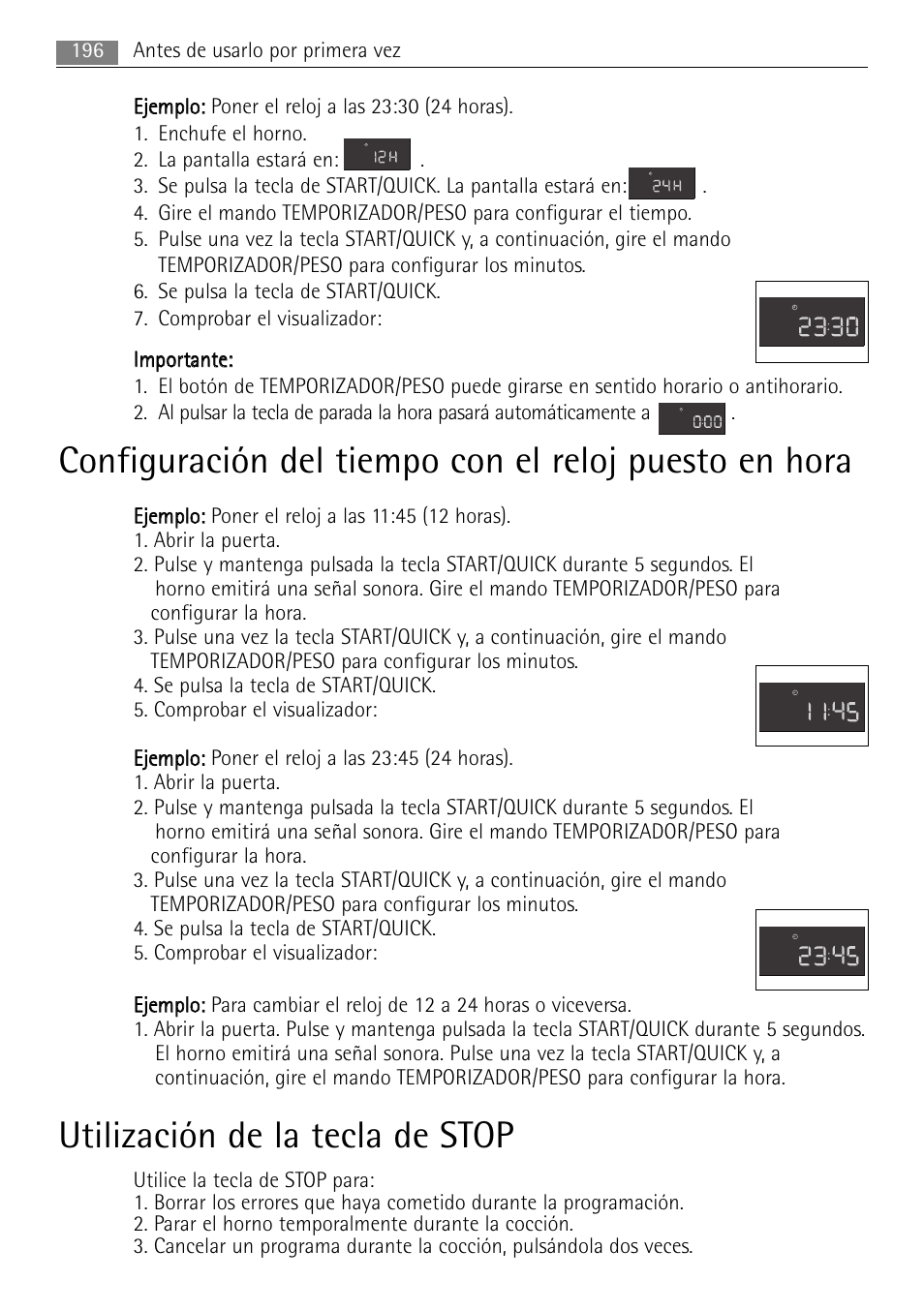 Utilización de la tecla de stop | AEG MC2665E-M User Manual | Page 196 / 228