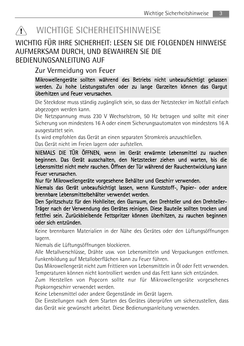 Wichtige sicherheitshinweise | AEG MC2665E-M User Manual | Page 3 / 228