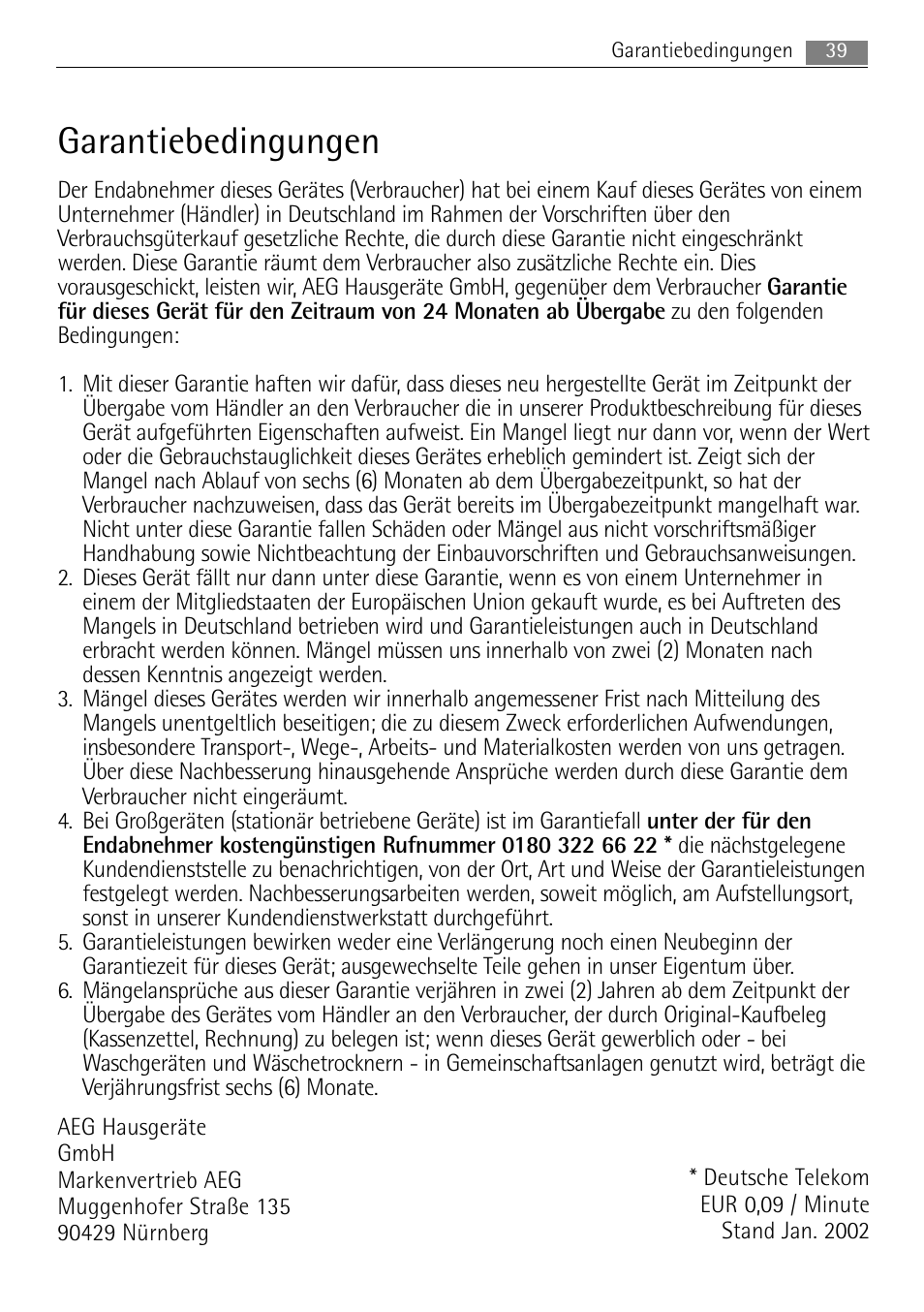 Garantiebedingungen | AEG MC2665E-M User Manual | Page 39 / 228