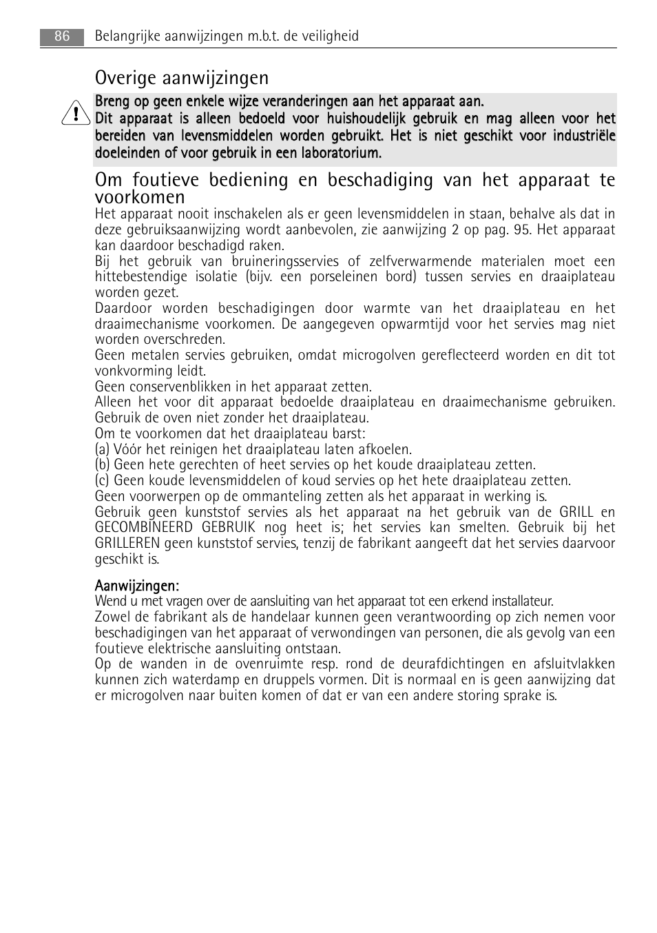 Overige aanwijzingen | AEG MC2665E-M User Manual | Page 86 / 228
