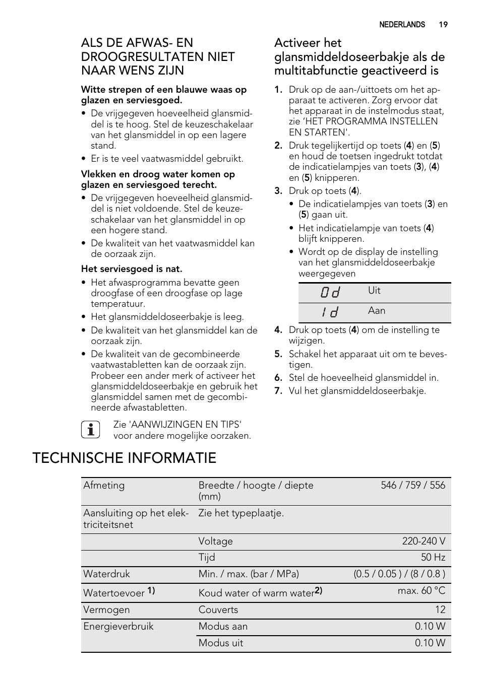 Technische informatie | AEG F78420VI0P User Manual | Page 19 / 80