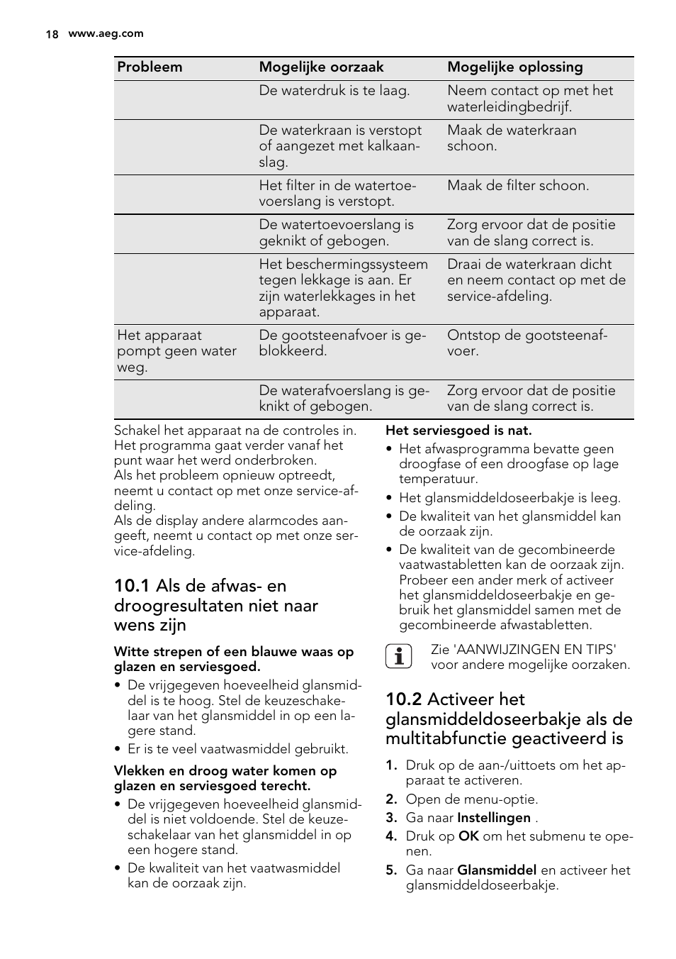 AEG F65042W0P User Manual | Page 18 / 76