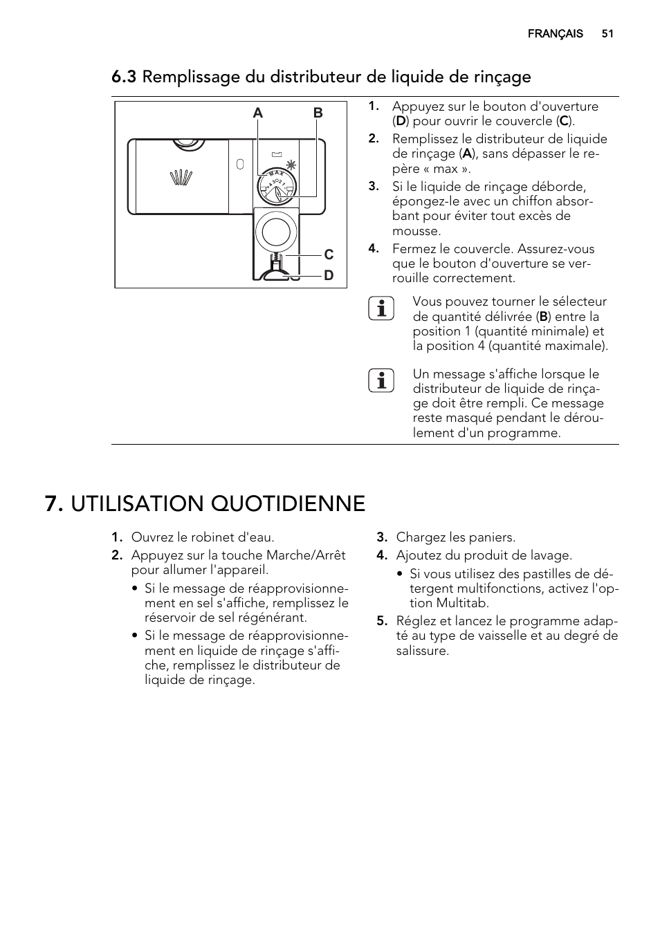 Utilisation quotidienne | AEG F65722IM0P User Manual | Page 51 / 80