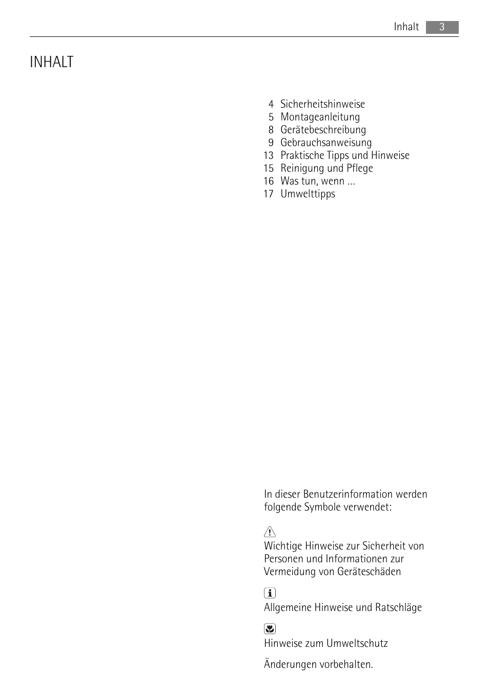 Inhalt | AEG HK654400XB User Manual | Page 3 / 68