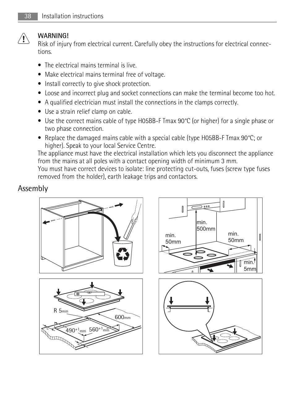 Assembly | AEG HK654400XB User Manual | Page 38 / 68