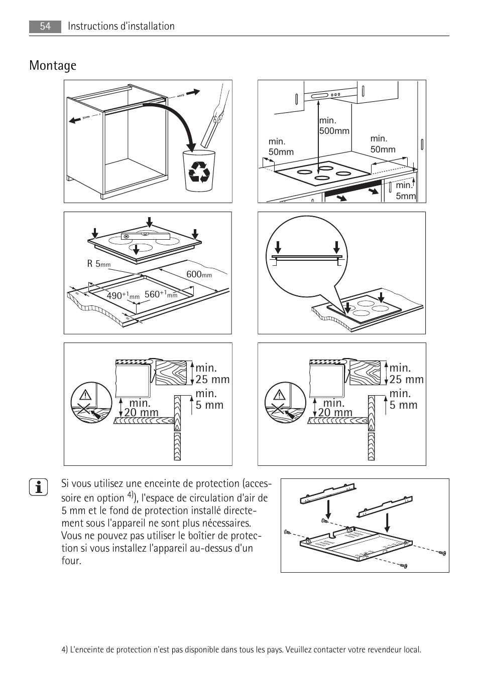 Montage | AEG HK654400XB User Manual | Page 54 / 68