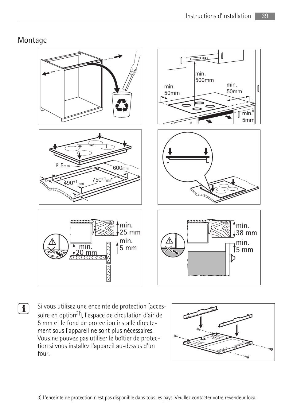 Montage | AEG HK693322XG User Manual | Page 39 / 68