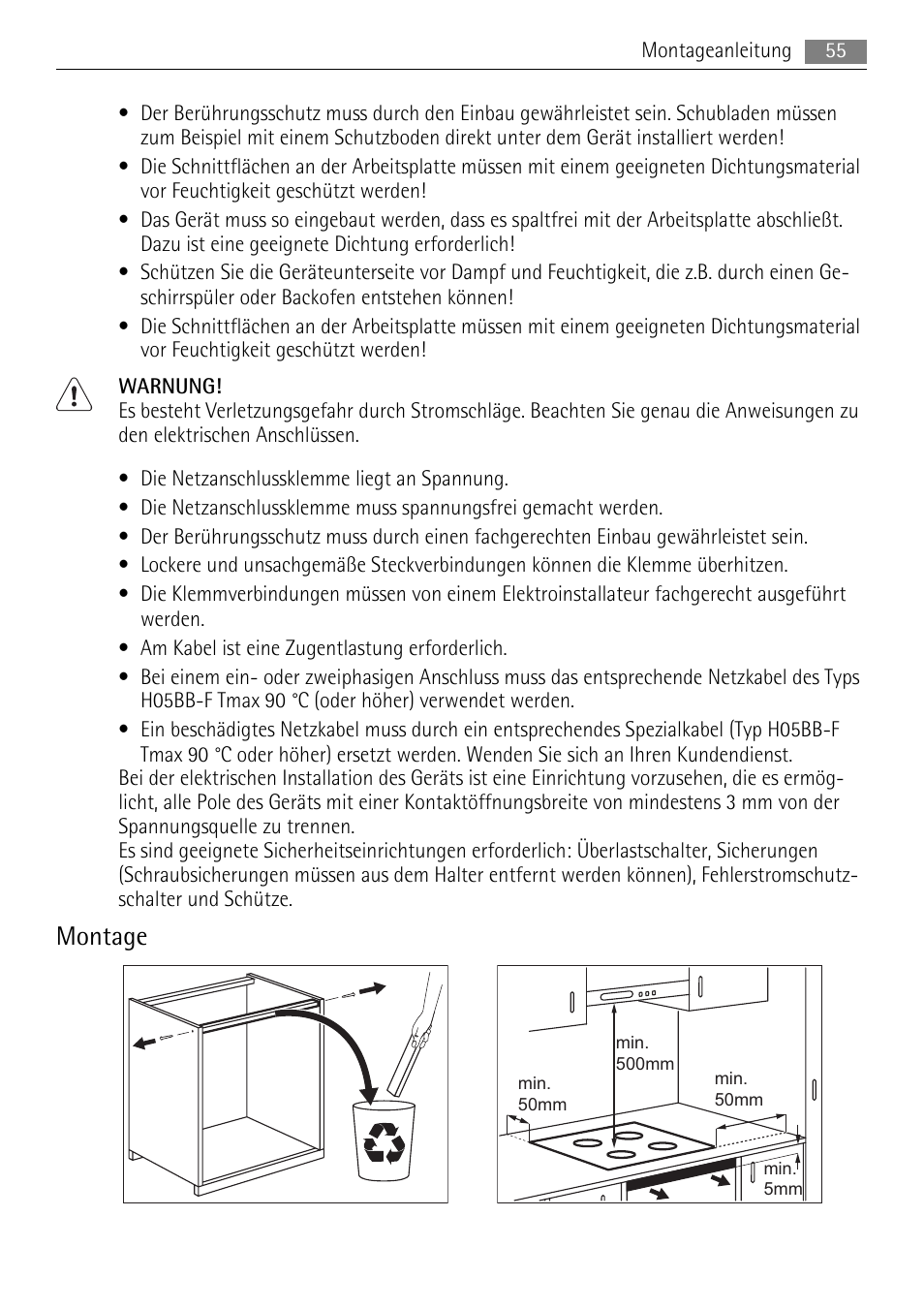 Montage | AEG HK693322XG User Manual | Page 55 / 68